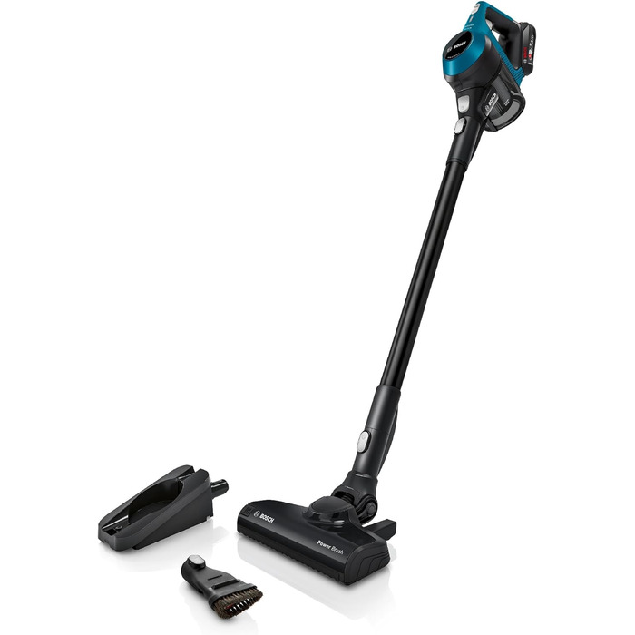 Bosch Unlimited Serie 6 BKS6111P cordless vacuum cleaner, cordless handheld vacuum, bagless, lightweight, hygiene filter, high suction power, long runtime, crevice nozzle, suitable for all floor types, blue