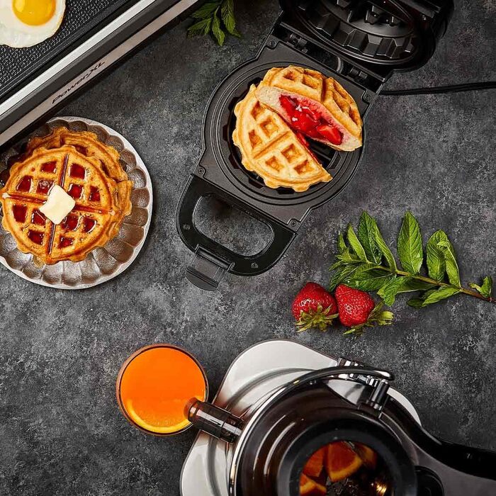 Електрична вафельниця PowerXL Waffle Star 13 см з антипригарним покриттям, для солодких та солоних вафель, овочевих, шоколадних, піца-вафель