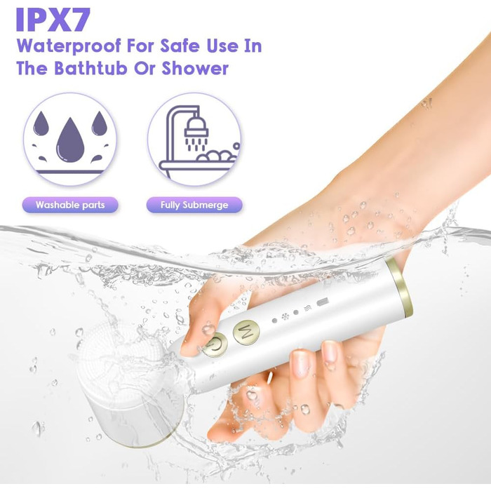 Aofesel електрична щітка для очищення обличчя IPX7, водонепроникна, 3 швидкості, 6 насадок, USB-акумулятор, для глибокого очищення та пілінгу