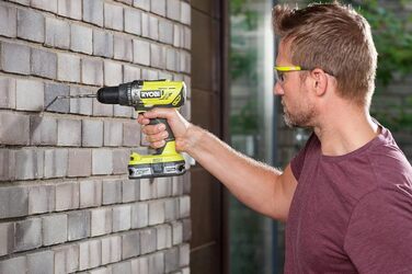 RYOBI 18V ONE+ акумуляторний ударний дриль-шуруповерт, комплект R18PD3-140SA, 4Ah, зарядний пристрій, набір біт RAK31MSD, сумка для інструментів