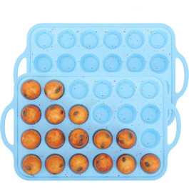 Mini Muffin Tins with Non-Stick Coating – 24 Silicone Baking Molds, Mini Cheesecake Molds, Muffin Tin for Baking, Small Cupcake Forms, Cupcake Baking Pan
