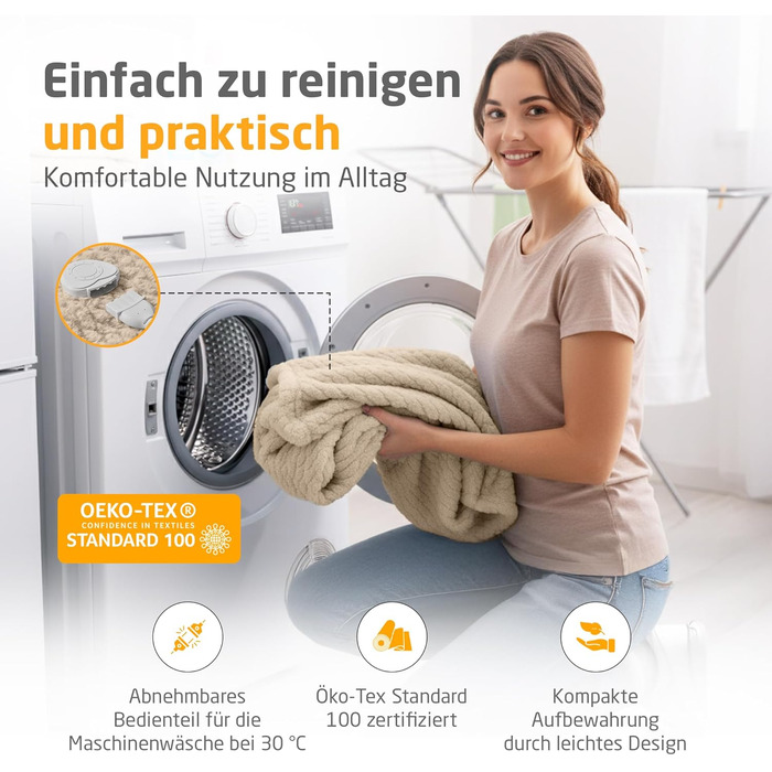 Електрична ковдра Medisana Kuschelheizdecke з функцією автовимкнення, 160x120 см, сіра, 3 режими нагріву, двостороння