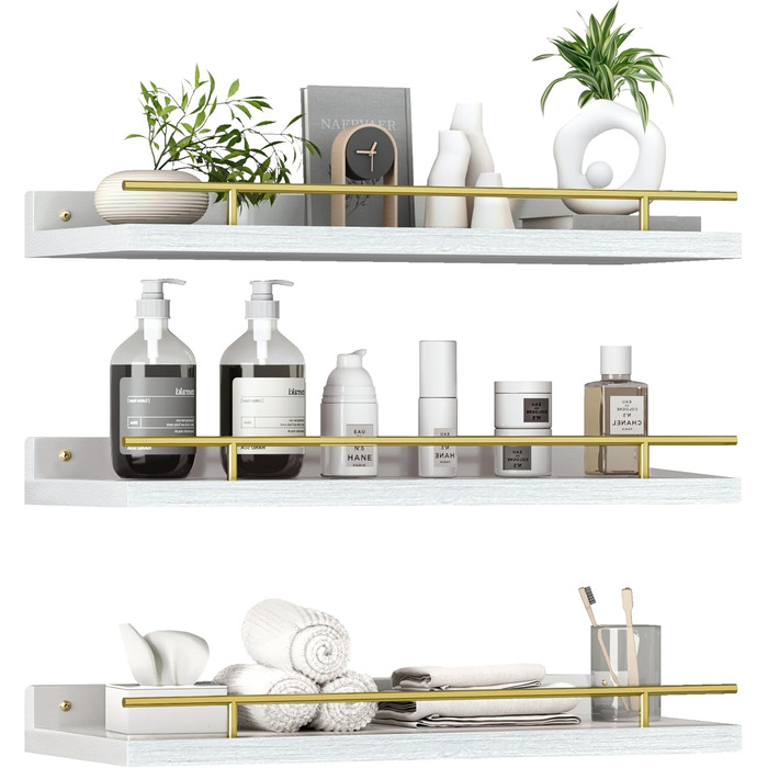 Настінна полиця Wandregal Holz, 3 шт. - полиці для кухні, вітальні, спальні, офісу, ванної кімнати. Полиця для книг та декоративних речей.