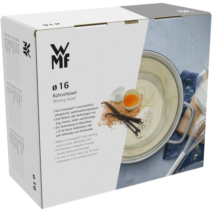 WMF Compact Cuisine Water Bath Bowl 16.5 cm, Stackable, Mixing Bowl for Water Bath, Cromargan Stainless Steel Bowl Polished, Dishwasher Safe