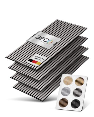 Акустичні панелі з натурального дерева (набір 4 шт) 120x60x2.1 см, шпон груші та чорний акустичний фліс, 3D стінні панелі для шумоізоляції та декору інтер'єру