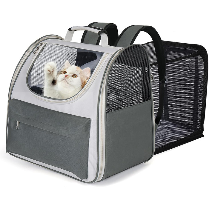 Розширюваний рюкзак для кота та собаки, переноска для тварин, рюкзак для великих котів та маленьких собак до 8 кг, переноска-рюкзак для транспортування/поїздок/кемпінгу
