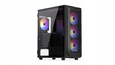 Корпус ПК Krux Orona ARGB Midi Tower, загартоване скло, 4 вентилятори 120мм, чорний