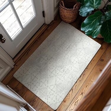 Килим Leesentec для вітальні та спальні: геометричний, антиковзаючий, короткий ворс, бежевий, 80x120 см