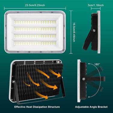Viugreum 2 Pack 150W LED Flood Lights Outdoor 15000LM Floodlight IP66 Waterproof Outdoor Spotlight 6500K Floodlight Outdoor Cold White Spotlight Floodlight with 80cm Cable AC 220-240V for Garage