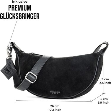 Сумка через плече Berliner Bags Luna, шкіряна жіноча, чорна замша, напівмісяць