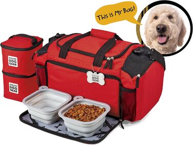 Чохол-переноска для собак Overland Chiens: містка сумка-дуфель для великих і середніх собак з 2 ручками та 2 складними мисками