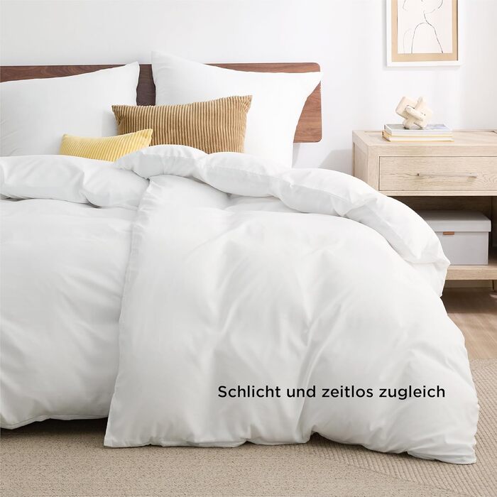 BEDSURE Комплект постільної білизни 135x200 см, 4 шт. (2 наволочки 80x80 см, 2 простирадла 135x200 см), білий, поліестер мікрофібра, ÖKO-TEX, з блискавкою