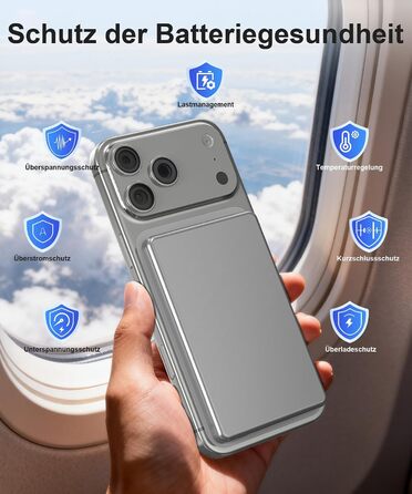Power Bank MagSafe для iPhone 6000mAh: ультратонкий магнітний акумулятор 20W USB-C сірий