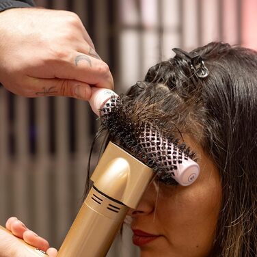 Кругла щітка Olivia Garden Expert Blowout Speed з керамічним покриттям, білий та сірий (25 мм, пастелевий рожевий)
