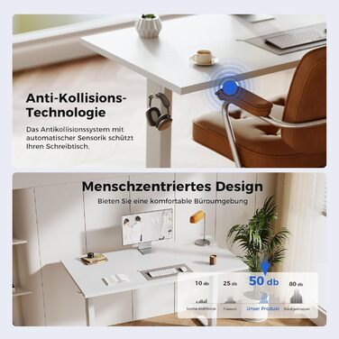 Регульований стіл Agilestic 100x60 см, електричний з пам'яттю, ергономічний, для комп'ютера, білий