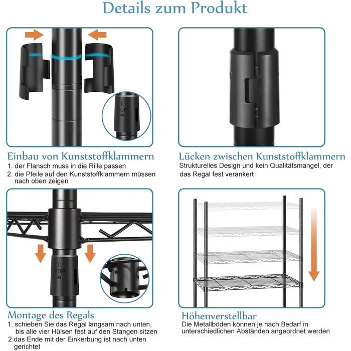 Розширюваний вішак для одягу, металева штанга для одягу, важкий металевий вішак для одягу з гачками, чорний (70.3-89.8” x 14” x 71.3”)