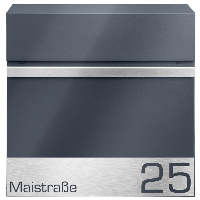 Поштова скринька настінна Anthrazit RAL 7016, для газет, XXL (Laser 1) з/без адреси