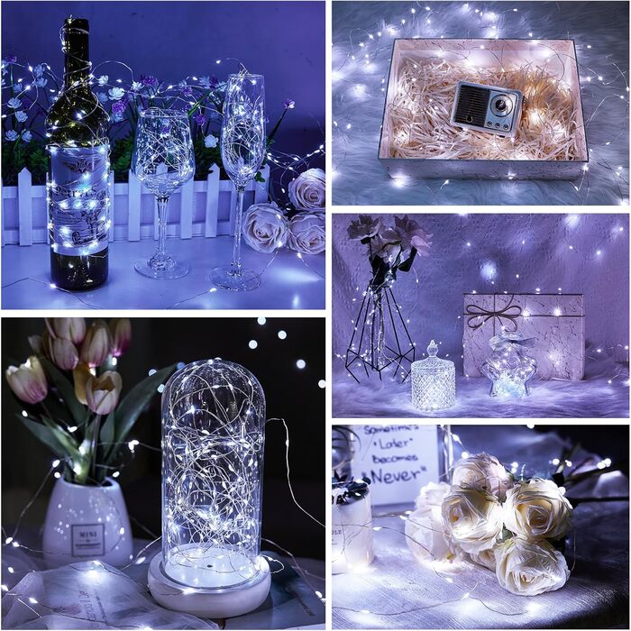 LED гірлянда світлодіодна, 23м, 200 LED, на батарейках, з таймером, 8 режимів, для дому та саду, на Різдво, Великдень, вечірку, декорування (1 шт, холодне біле світло)