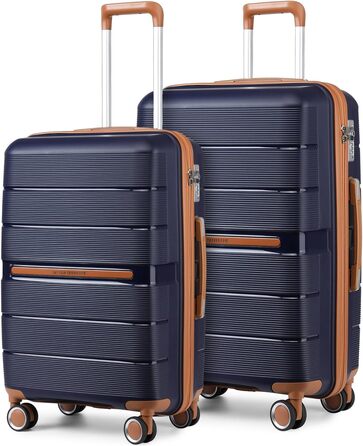 Чемодан British Traveller Mittelgroß: міцний валіза на 4 колесах з TSA-замком, 66 x 43.3 x 28.5 см, бежевий (темно-синій), 24+28 дюймів