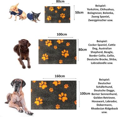 Килимок для собак Elropet Vetbed: преміум якість, 22 мм, для малих та великих собак. Товщина 22 мм. Розміри: S (80x50 см), колір: темно-сірий + помаранчева лапка