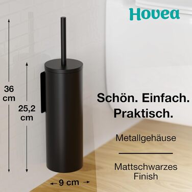 Набір щіток для унітазу Hovea (2 шт.) чорного кольору - силіконові та металеві, кріплення на стіну без свердління, тримач для щіток, WC3620 X2