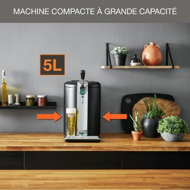 Крупс Beertender: пивоварна машина, 5 л, Heineken, контроль температури, компактна чорна VB450E10