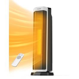 Електричний обігрівач PELONIS 2000W з пульт, 3S Швидкий нагрів, ECO режим, 75° коливання, термостат (5-35°C), таймер 8h, тиха керамічна панель, білий, 59см