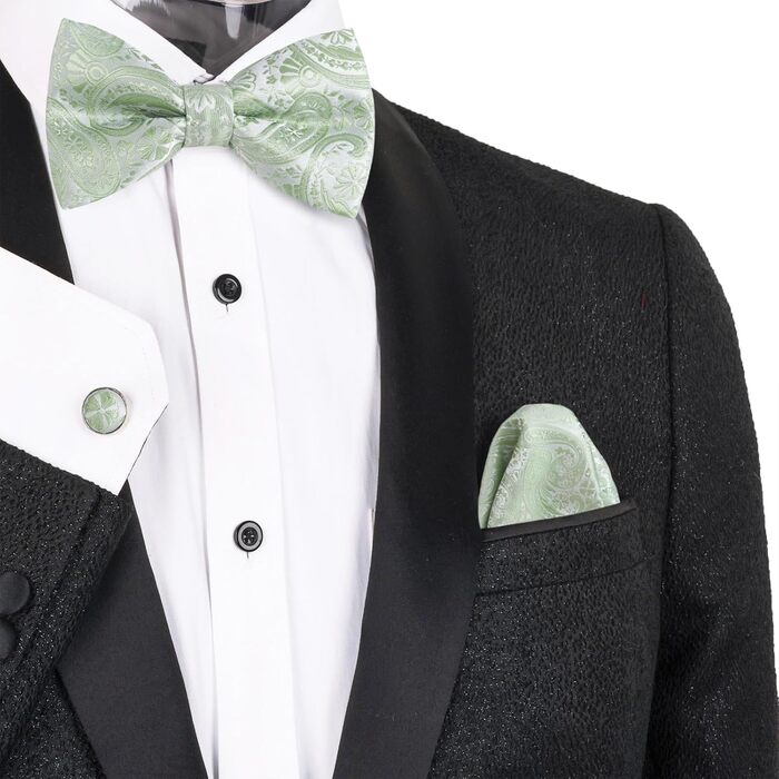 Набір краватка-метелик, нагрудна хустинка та запонки Alizeal Paisley, колір: кобальтово-синій