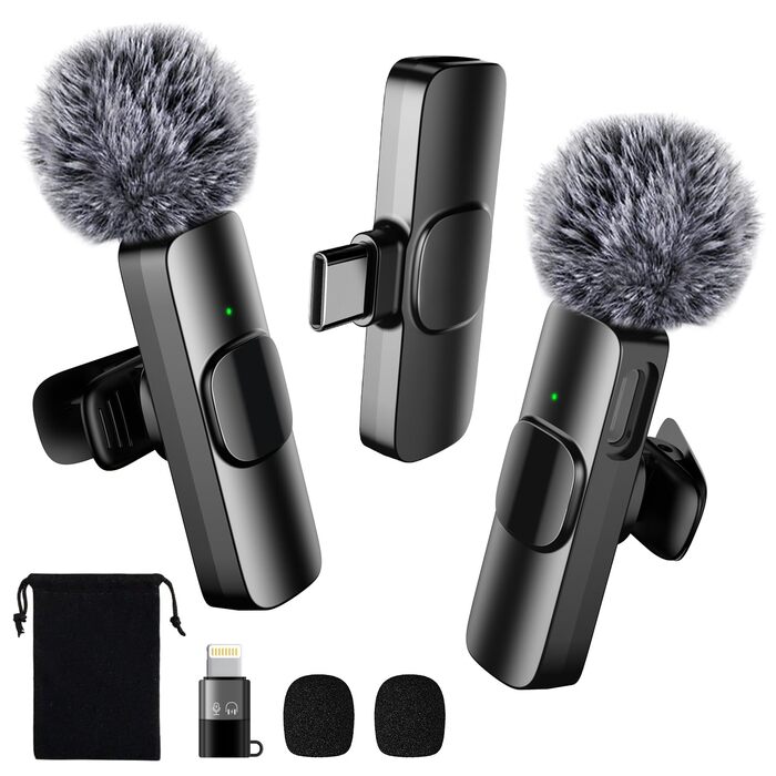 Бездротове петличне мікрофон з 4 режимами запису для Android, iPhone, PC – Mini-мікрофон для відео, Vlog, TikTok, YouTube, стрімінгу та інтерв'ю (K5 Type-C)