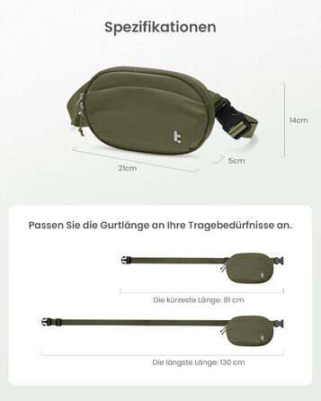 tomtoc жіноча поясна сумка, нагрудна сумка з RFID захистом, 1.5 л, зелена