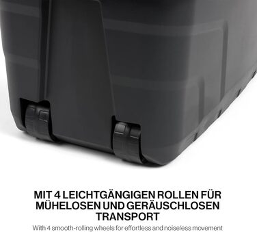 Kreher XXL контейнер для зберігання 145 л з кришкою на замку, на колесах, водонепроникний, пластик, 93x53x46 см
