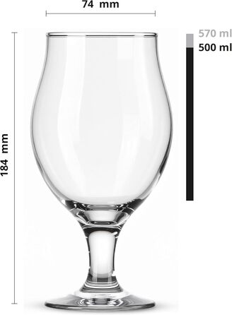 Набір келихів для пива KROSNO 1992, 6 шт., 500 мл - келихи для пива, стаута, коктейлів, сумісні з посудомийною машиною