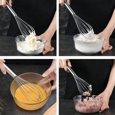 Whisk, Bold, Thick, Stainless Steel, Non-Stick, Used for Whisking Eggs and Cream, Home and Commercial Use (Size: 33×6cm)