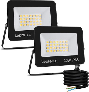 Lepro 50W LED Flood Light Outdoor 2 Pack, 4250LM Super Bright Outdoor Floodlights, IP65 Waterproof LED Flood Light, 5000K Cool White Spotlight, Outdoor Lamp for Garden, Courtyards, Garage, Hotel, Sports Field (20.0 Watt)