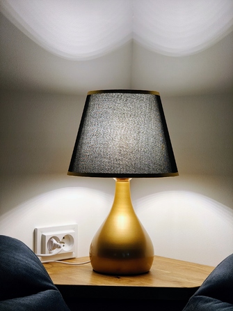 Сенсорна настільна нічна лампа з абажуром, LED, золотиста