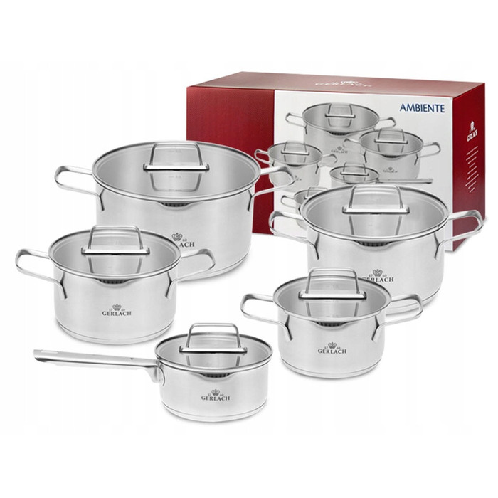 Набір каструль Gerlach Ambiente з нержавіючої сталі, 10 предметів