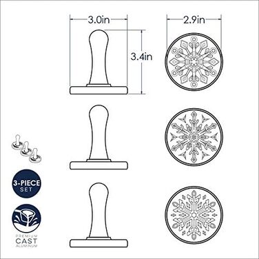 Nordic Ware Disney Frozen 2 Cookie Stamps, Design: Falling Snowflake, Set of 3, Silver with Blue Handles