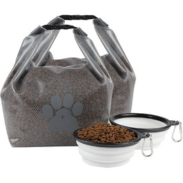 Набір для годування собак: сумка-органайзер з двома складними мисками, BPA-free, для подорожей, кемпінгу, авто