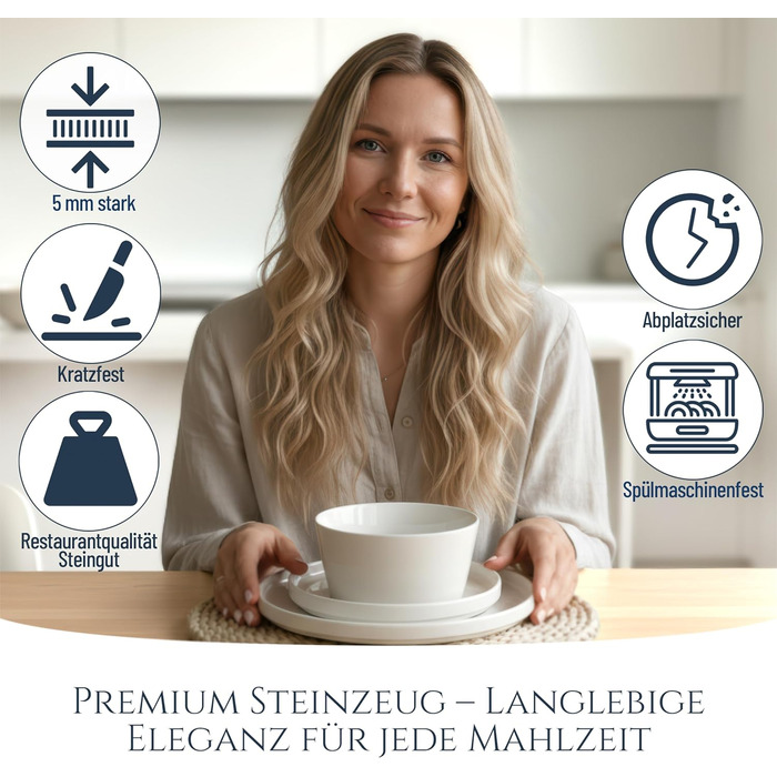 Набір посуду з порцеляни Pure Living на 12 осіб, 36 предметів, білий, Crystal, TESTSIEGER