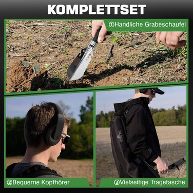 Металошукач DR.ÖTEK Profi Set для дорослих та початківців: 6 режимів, водонепроникна пошукова котушка IP68, 3 режими місцевості з Pinpoint, комплект з аксесуарами (AIR-Green)