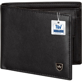Kronenschein® Wallet for Men Leather with RFID Protection | Genuine Leather Bifold Wallet Large | Money Clip for Men | Wallet Wallet | Ladies' Nappa Leather Portemonnaie (Black)
