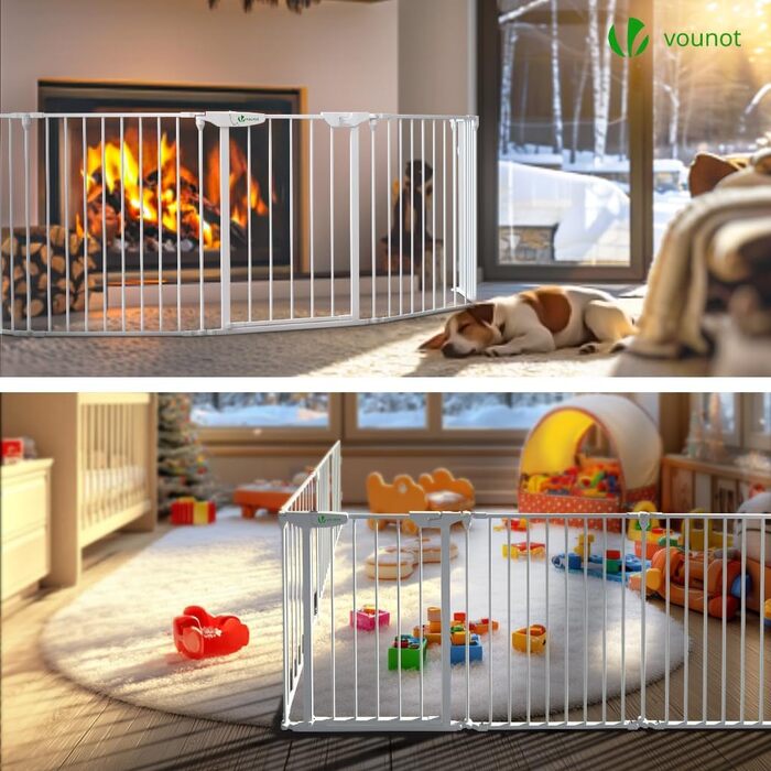 Захисна сітка для каміну Vounot, 375 см, з дверцятами, 6 елементів, металева, для дітей, чорна
