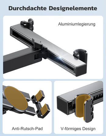 Тримач для планшета в авто, висувний кріплення, поворот на 360° - сумісний з iPad, iPhone, Galaxy Tab та іншими пристроями 4.7-12.9 дюймів