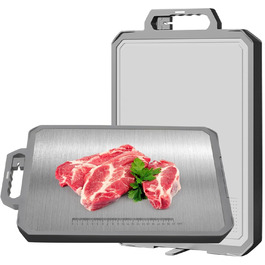 Ніжне нарізне дошка XIAPIA з нержавіючої сталі 304 та пластику з точилкою для ножів, 44x30x2,6 см, велика кухонна дошка з антибактеріальним покриттям, без BPA, з вбудованим ручкою та лінійкою, сіра