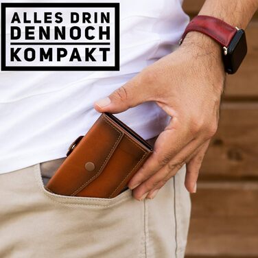 Стильне шкіряне картхолдер Solo Pelle Mech (коньячний) з RFID захистом: 11 карт, кишеня для купюр та монеток