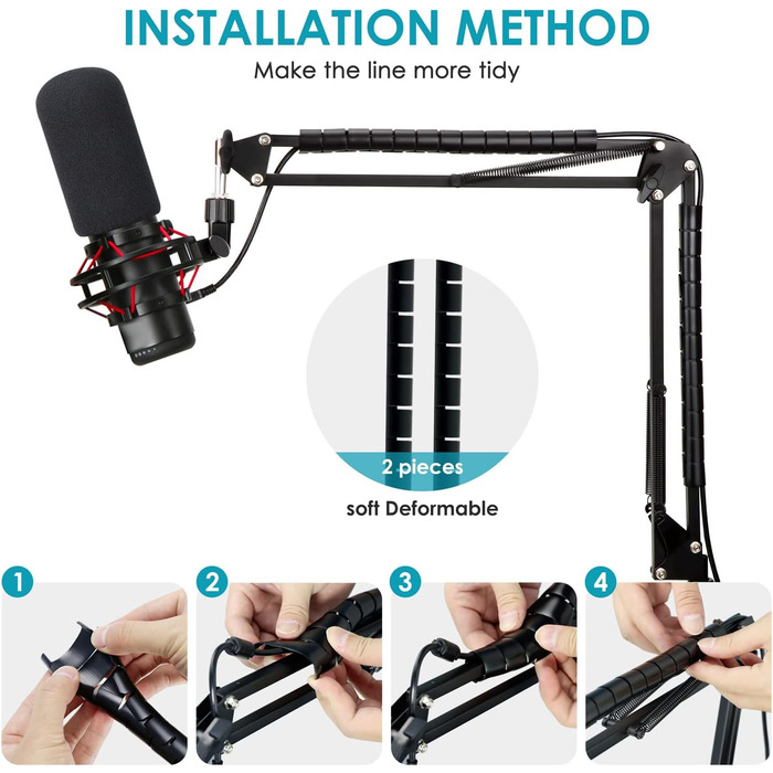 Кріплення для мікрофона HyperX QuadCast/S/ProCast від YOUSHARES: регульований штатив з адаптером 3/8' - 5/8'