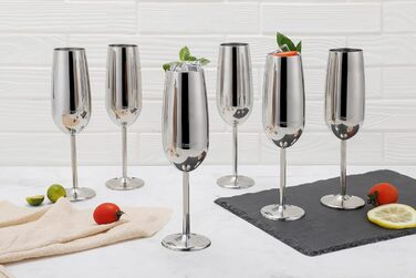 Набір келихів для шампанського та ігристих вин з нержавіючої сталі, 6 шт, 250 мл, Gold Edition