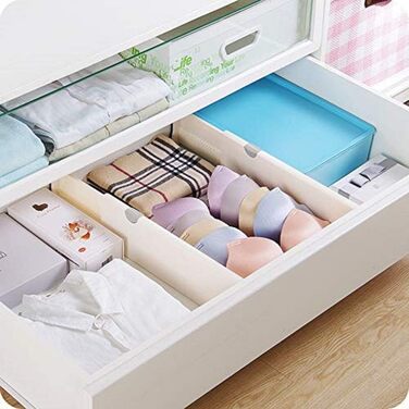 Drawer dividers, 11 inches - 17.1 inches, adjustable dresser, drawer dividers for cutlery and utensils, tray organizer for kitchen, drawer, bathroom, bedroom, office, or dresser, 4 pack
