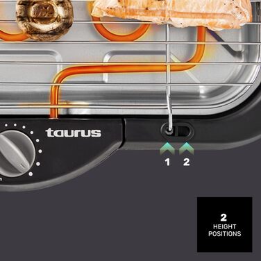 Тaurus Steakmax 2200 – гриль-плита з антипригарним покриттям, без PFOA, 2200 Вт, велика поверхня 49 x 27 см, легке очищення, піддон для жиру, неслизькі ніжки, Чорний, для приготування стейків