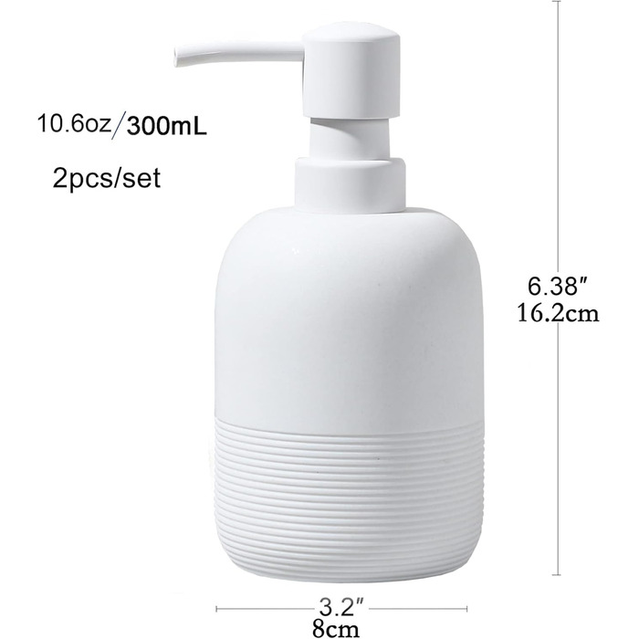 Набір дозаторів для мила та лосьйону для ванної кімнати та кухні, білий